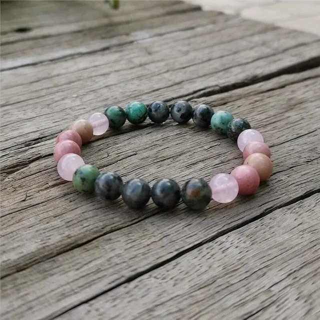 African Turquoise & Rose Quartz Bracelet