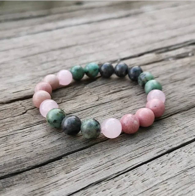 African Turquoise & Rose Quartz Bracelet