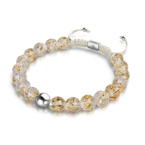 Alabaster | Silver | Firefly Glass Macrame Bracelet