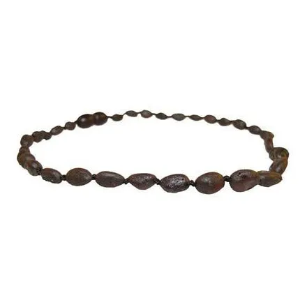 Amber Baltic Necklace in Raw Chestnut Bean