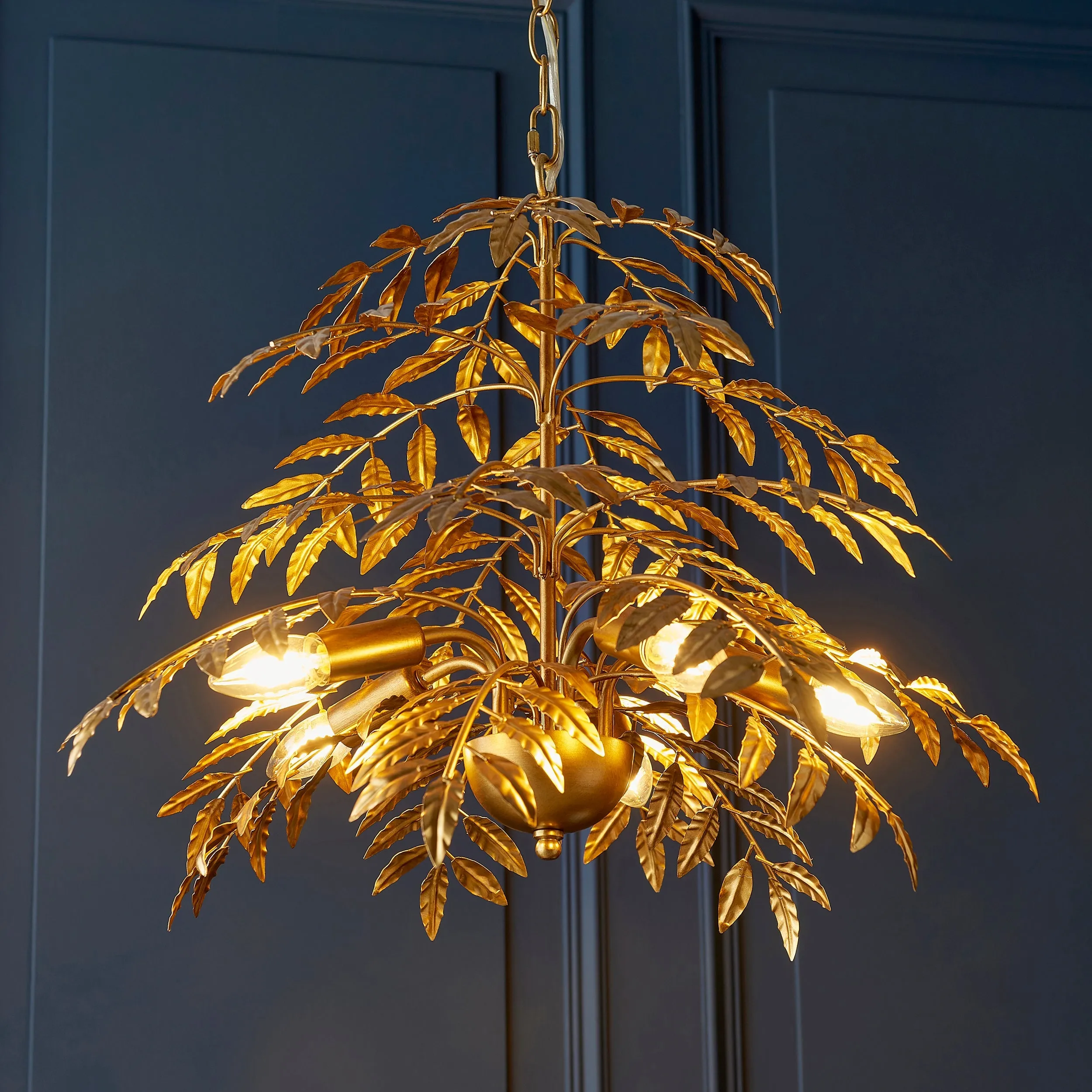 Amos Foli Chandelier Distressed Gold