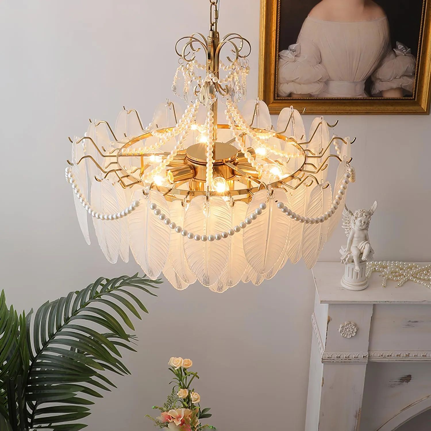 Angel Glass Feather Chandelier