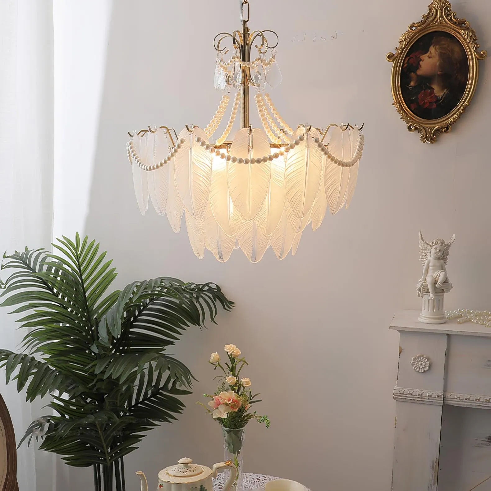 Angel Glass Feather Chandelier