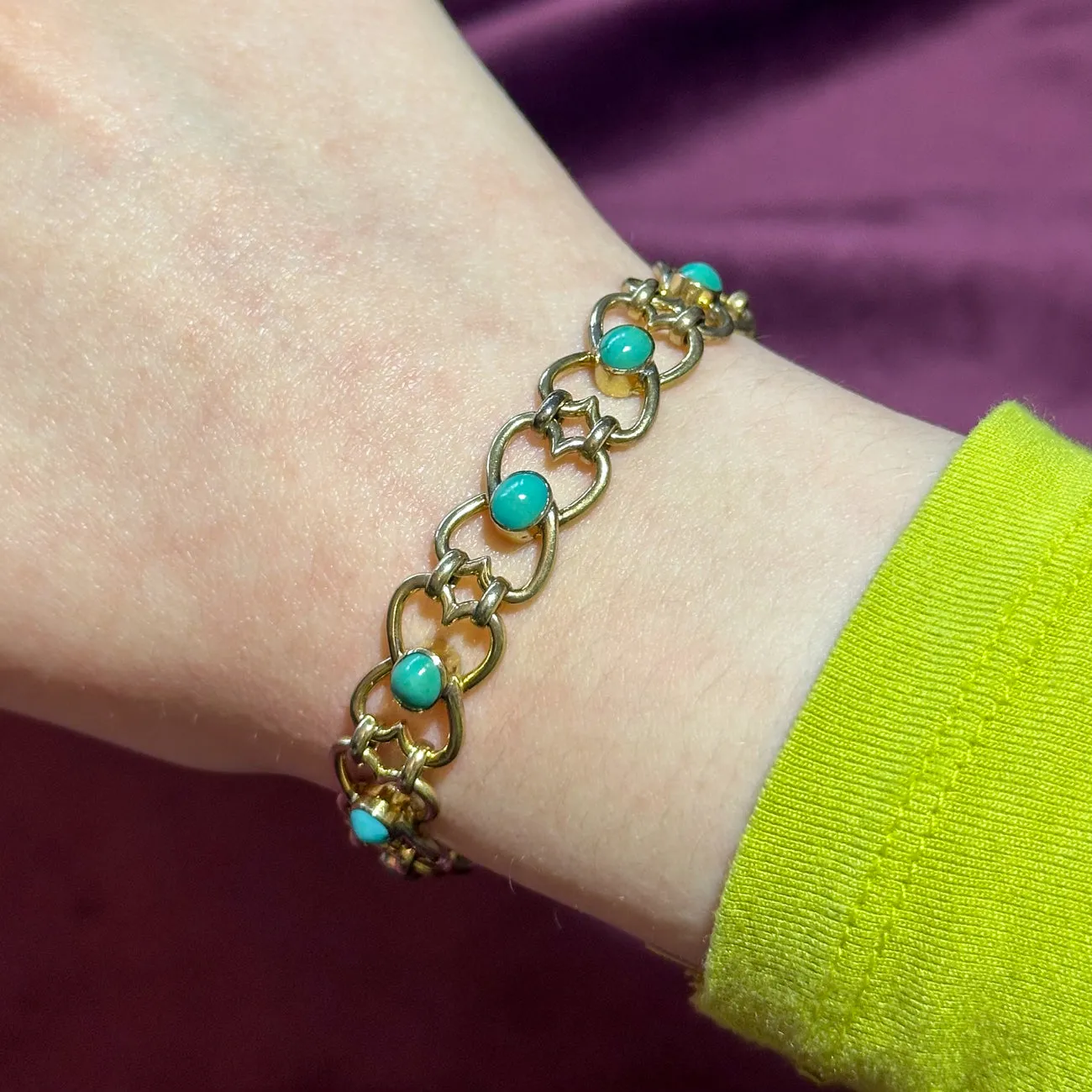 Antique Victorian Turquoise Bracelet 9ct Gold