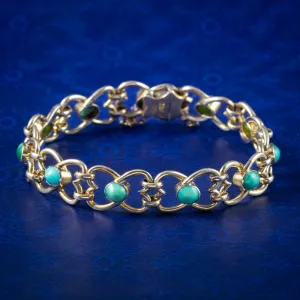 Antique Victorian Turquoise Bracelet 9ct Gold