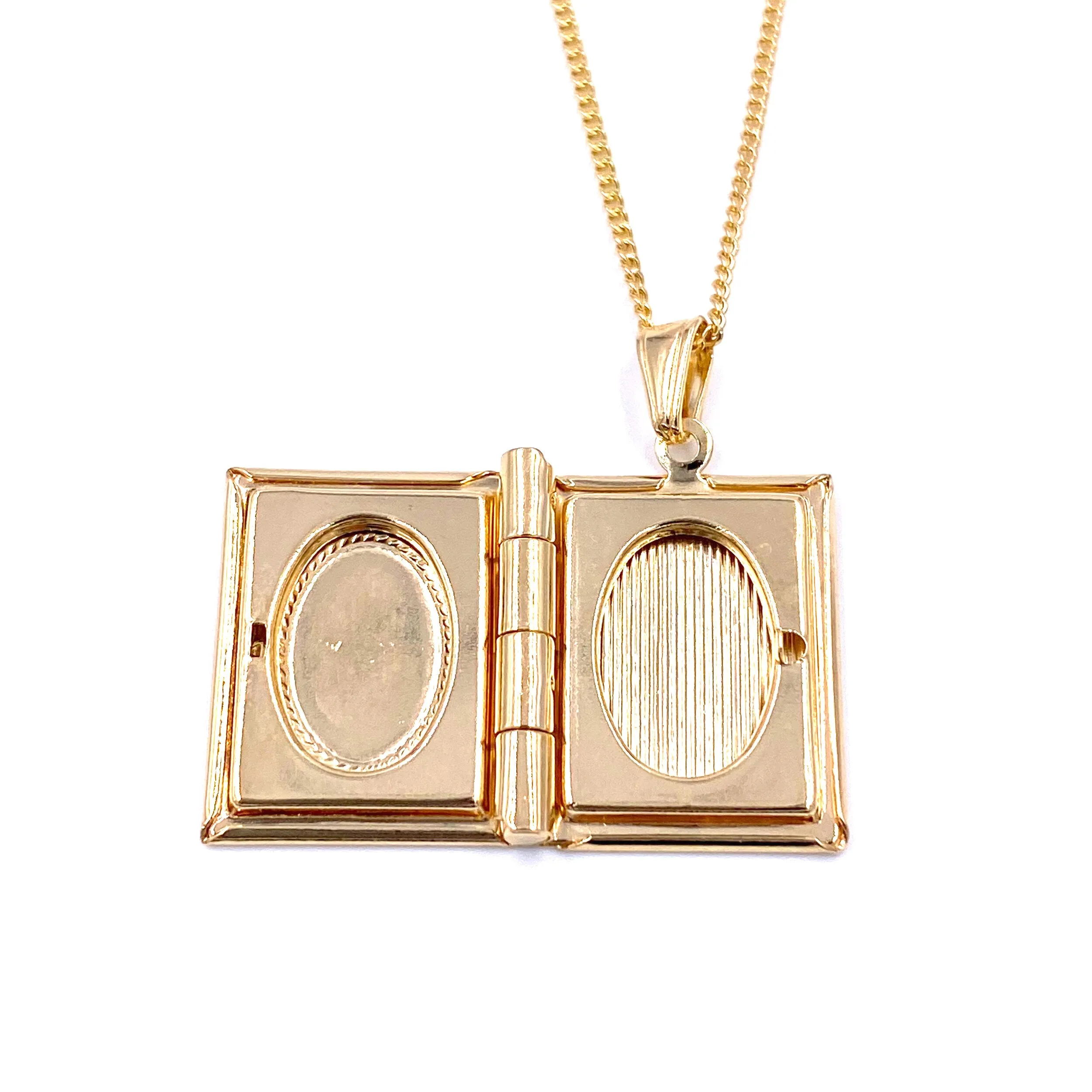 Ashley Gold Sterling Silver Gold Plated Chain and Rectangle Stainless Locket