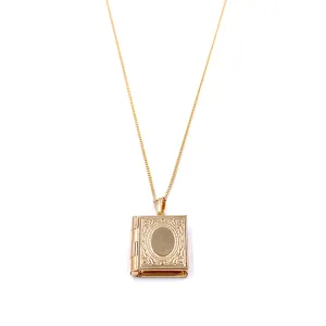 Ashley Gold Sterling Silver Gold Plated Chain and Rectangle Stainless Locket