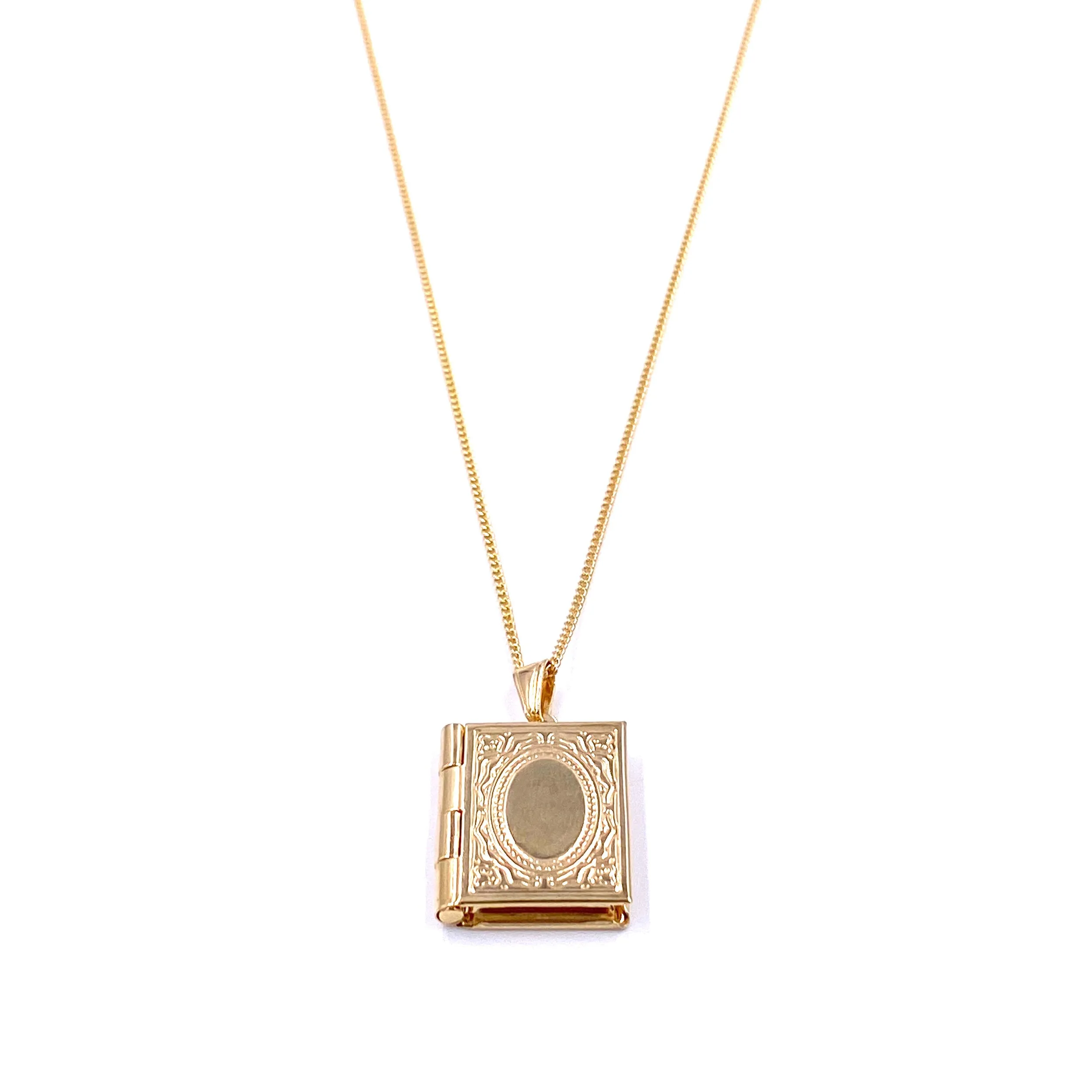 Ashley Gold Sterling Silver Gold Plated Chain and Rectangle Stainless Locket