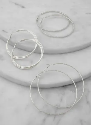 Assorted Metallic Hoop Earrings Trio