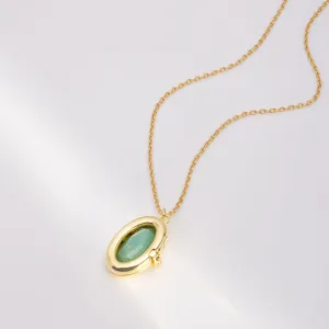 Aura Amazonite Gold Locket Necklace