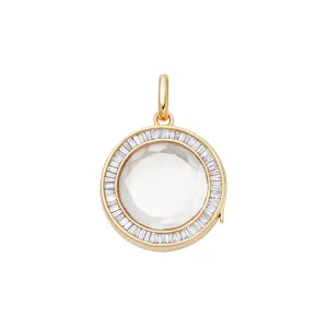 Baguette Diamond Orb Locket - Yellow Gold