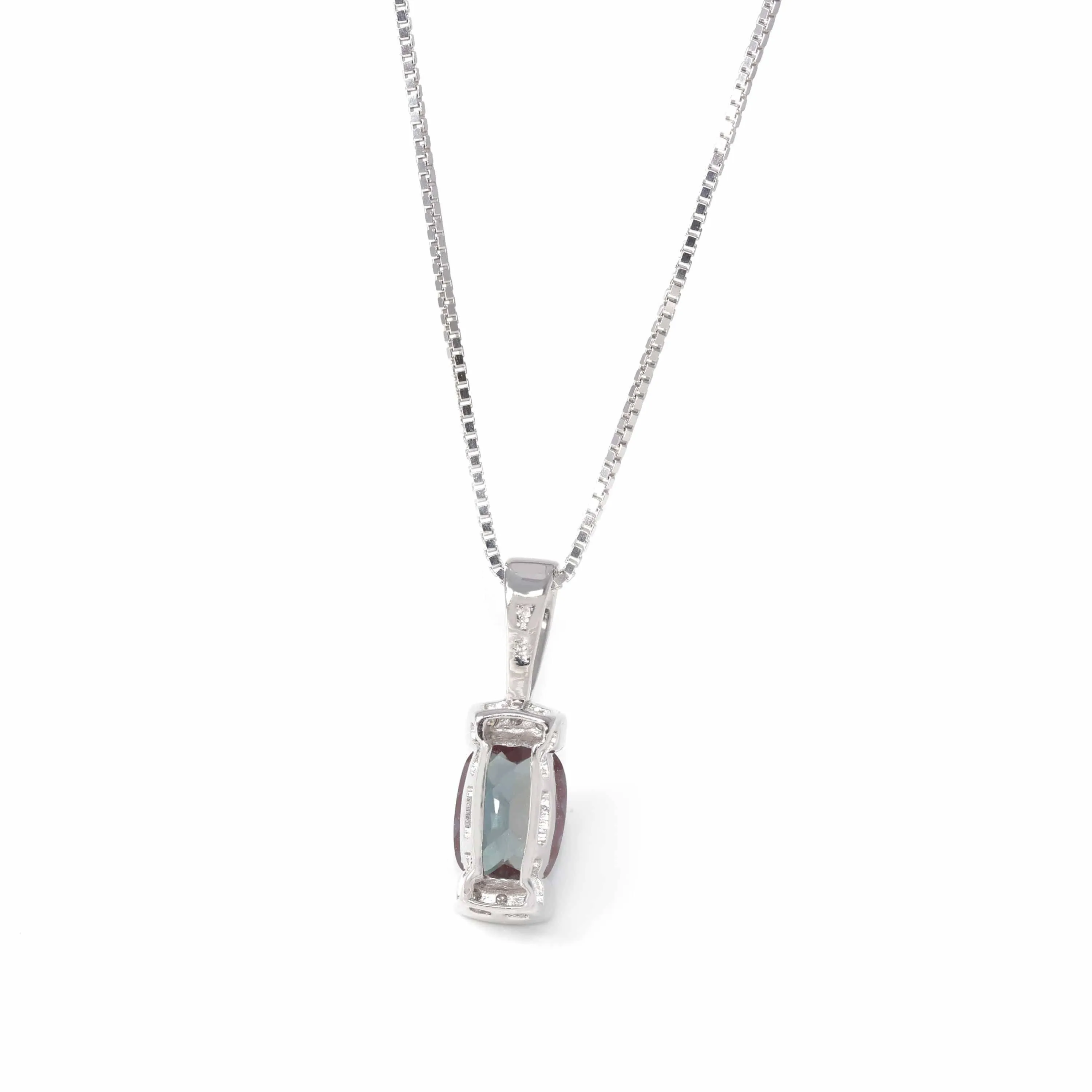 Baikalla™ 14k Classic White Gold Lab Created Alexandrite Necklace W/Diamonds