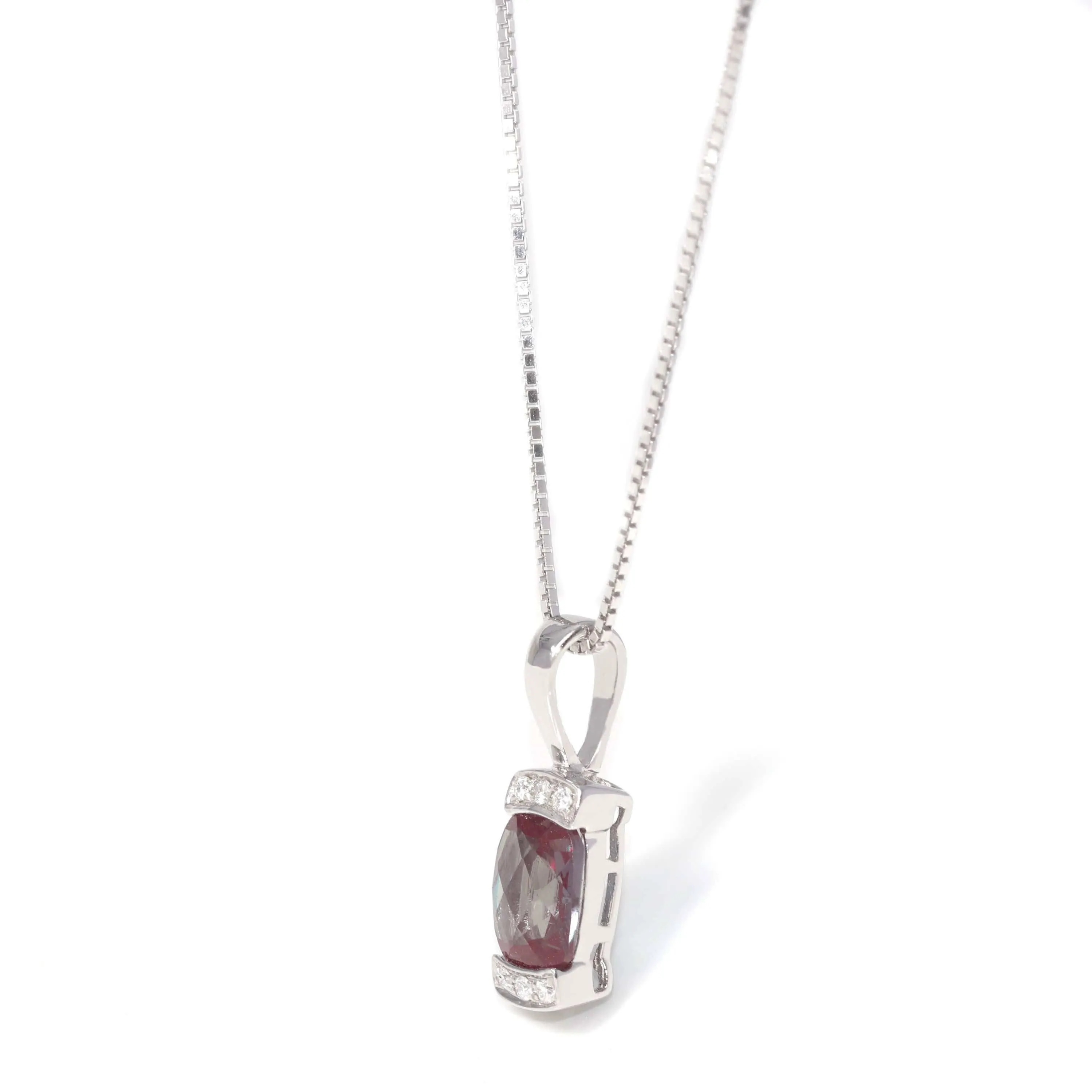 Baikalla™ 14k Classic White Gold Lab Created Alexandrite Necklace W/Diamonds