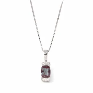 Baikalla™ 14k Classic White Gold Lab Created Alexandrite Necklace W/Diamonds