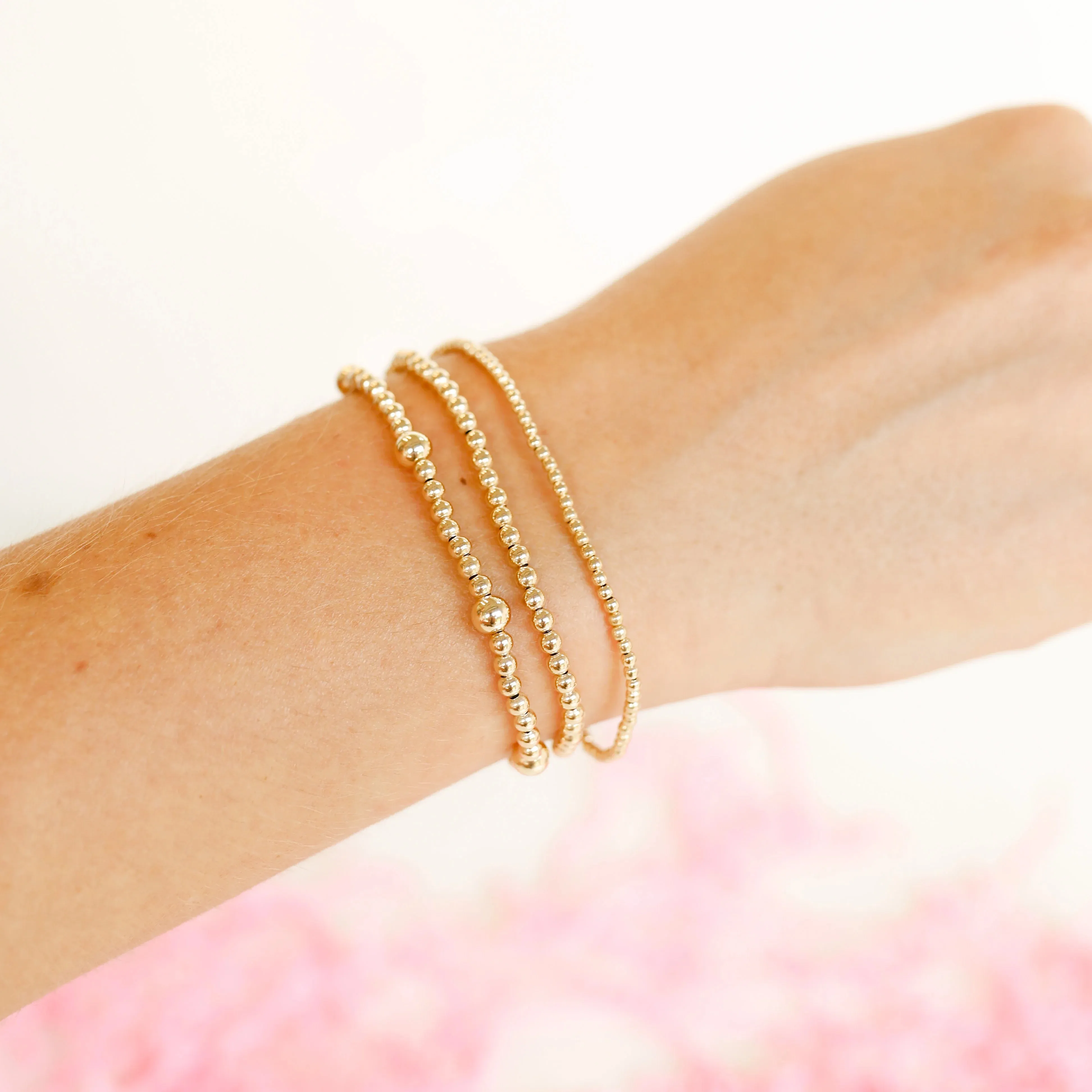 Beaded Blondes | Set of Three | Dainty Everyday Bracelet Stack in Gold