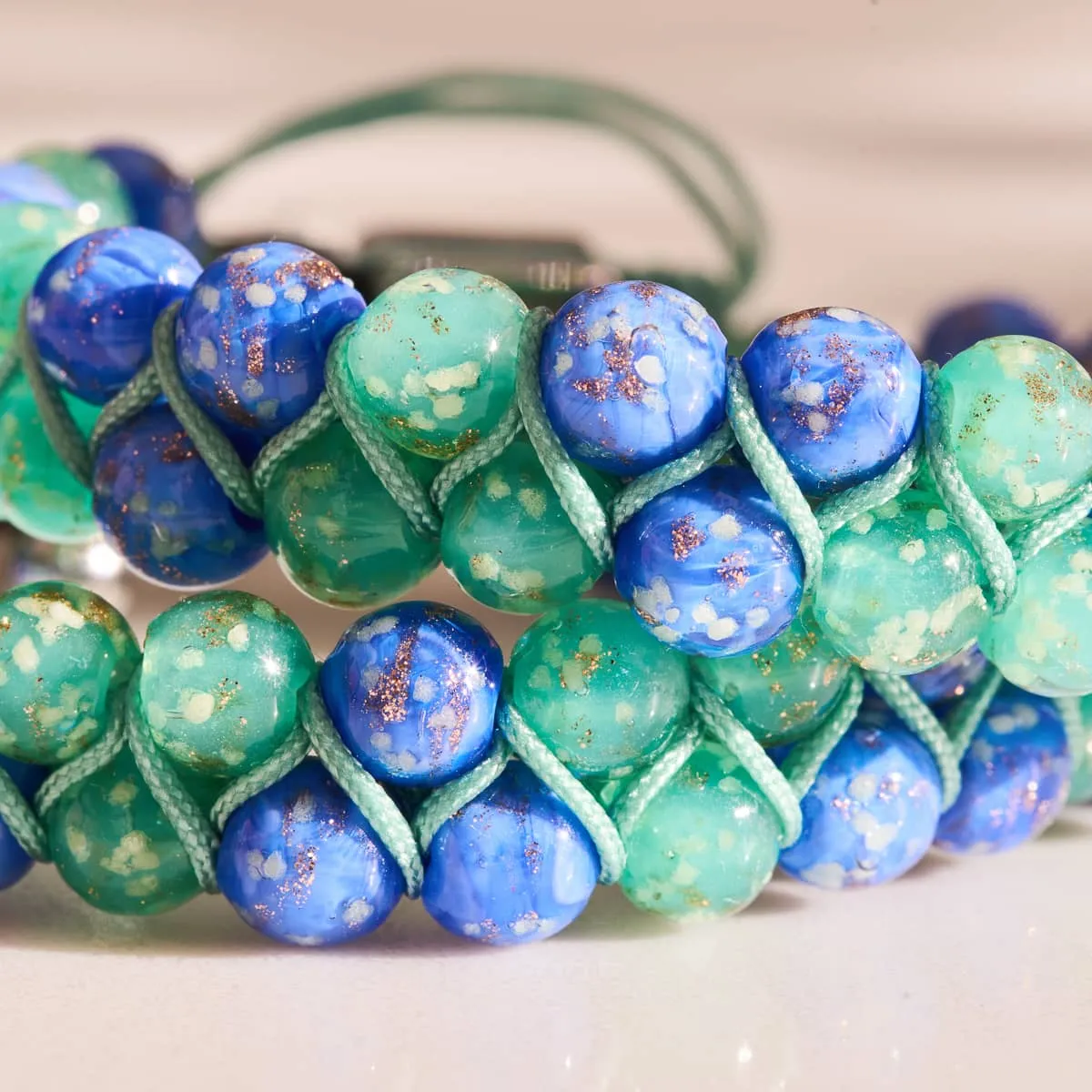 Beautiful Day | Cobalt x Cactus | Double Firefly Glass Bracelet