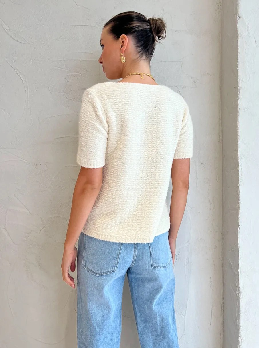 Bec and Bridge Gaia Knit S/S Top in Cream