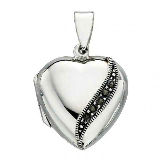 Beginnings Sterling Silver P3934 Marcasite Heart Locket Pendant