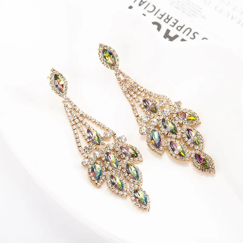 Big Crystal Rhinestone Drop Earrings Fashion Jewelry