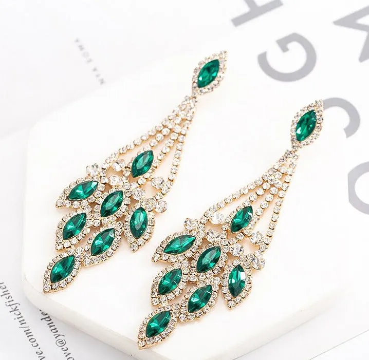 Big Crystal Rhinestone Drop Earrings Fashion Jewelry