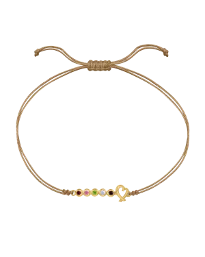 Birthstone Bar Heart Bracelet - 14K Yellow Gold