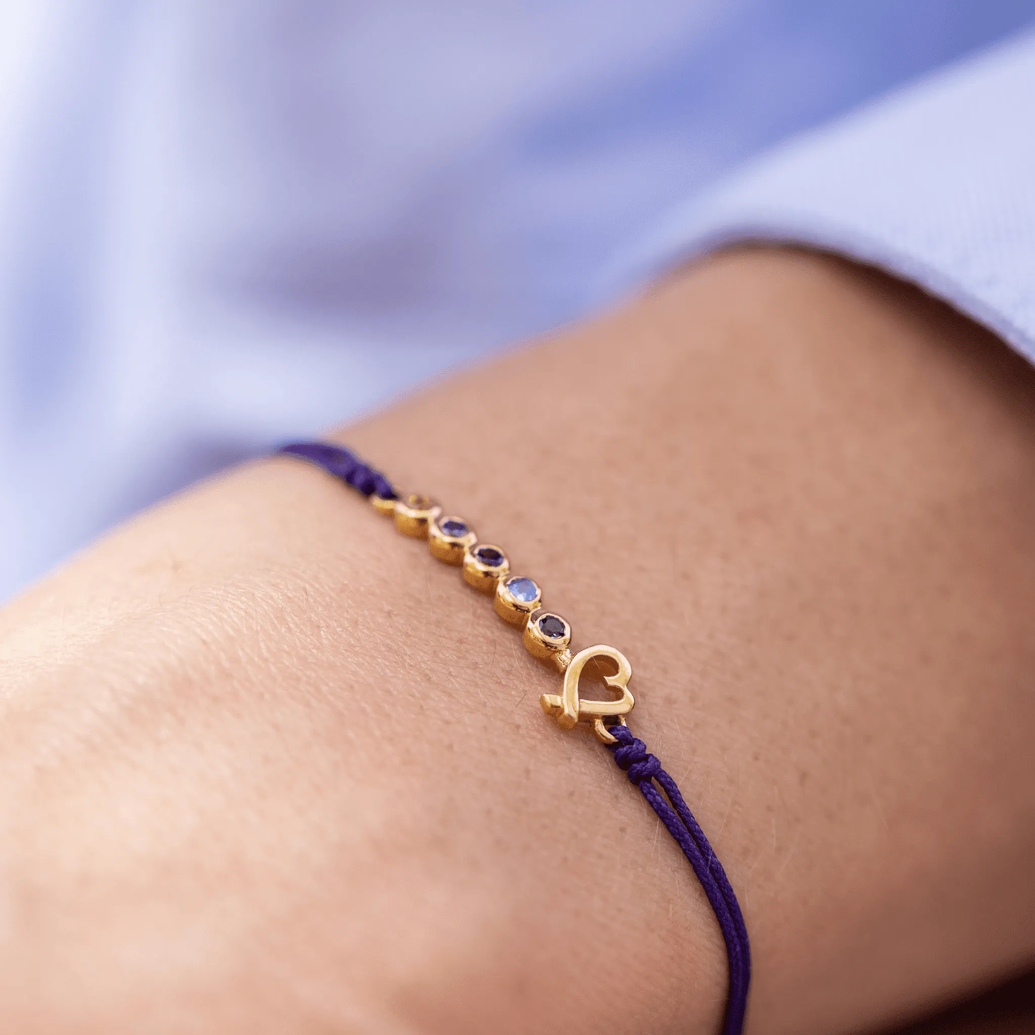 Birthstone Bar Heart Bracelet - 14K Yellow Gold