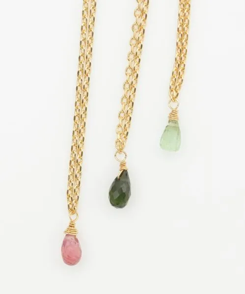 Birthstone Drop Gemstone Necklace