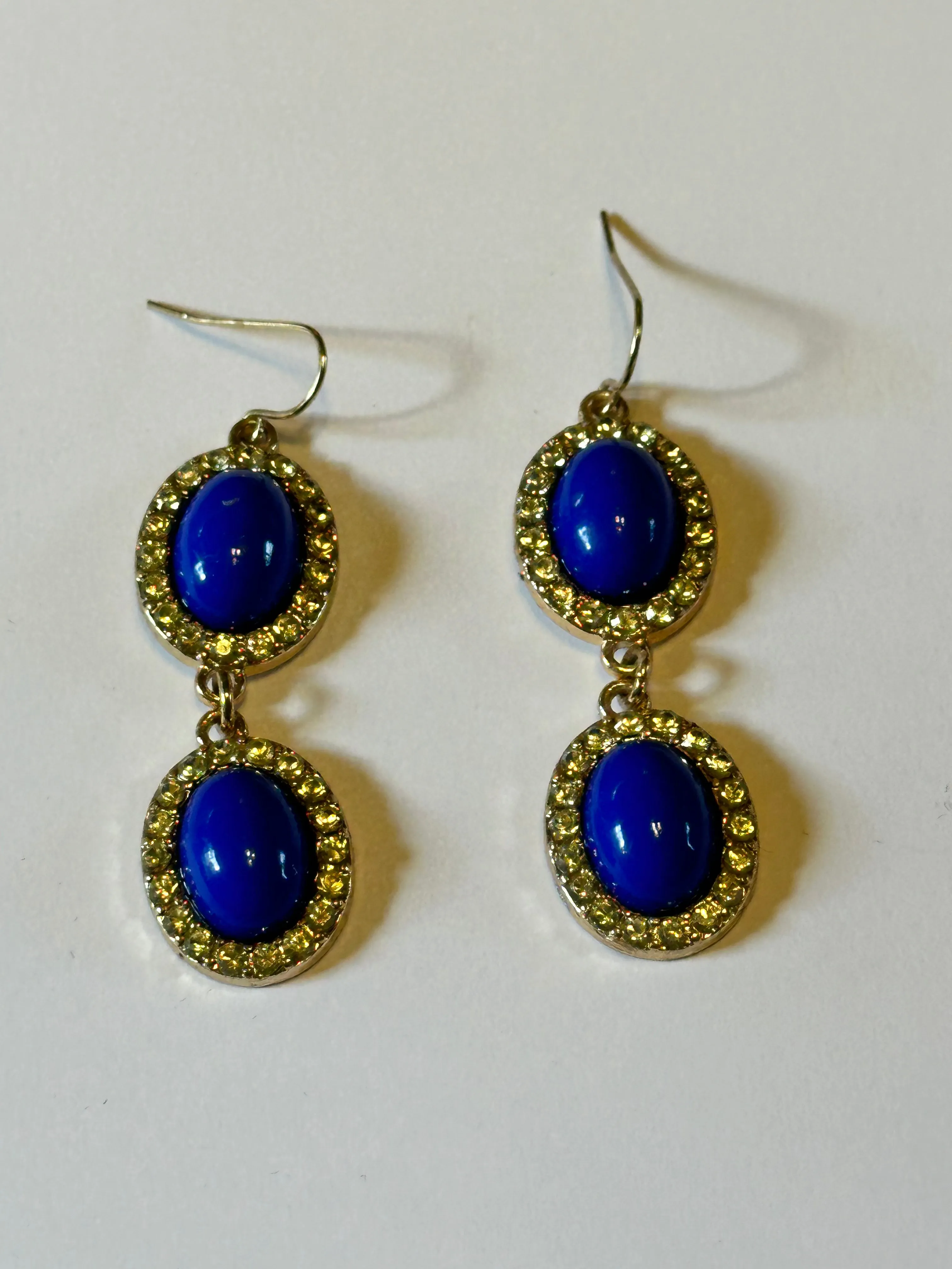 Blue rhinestone dangle earrings