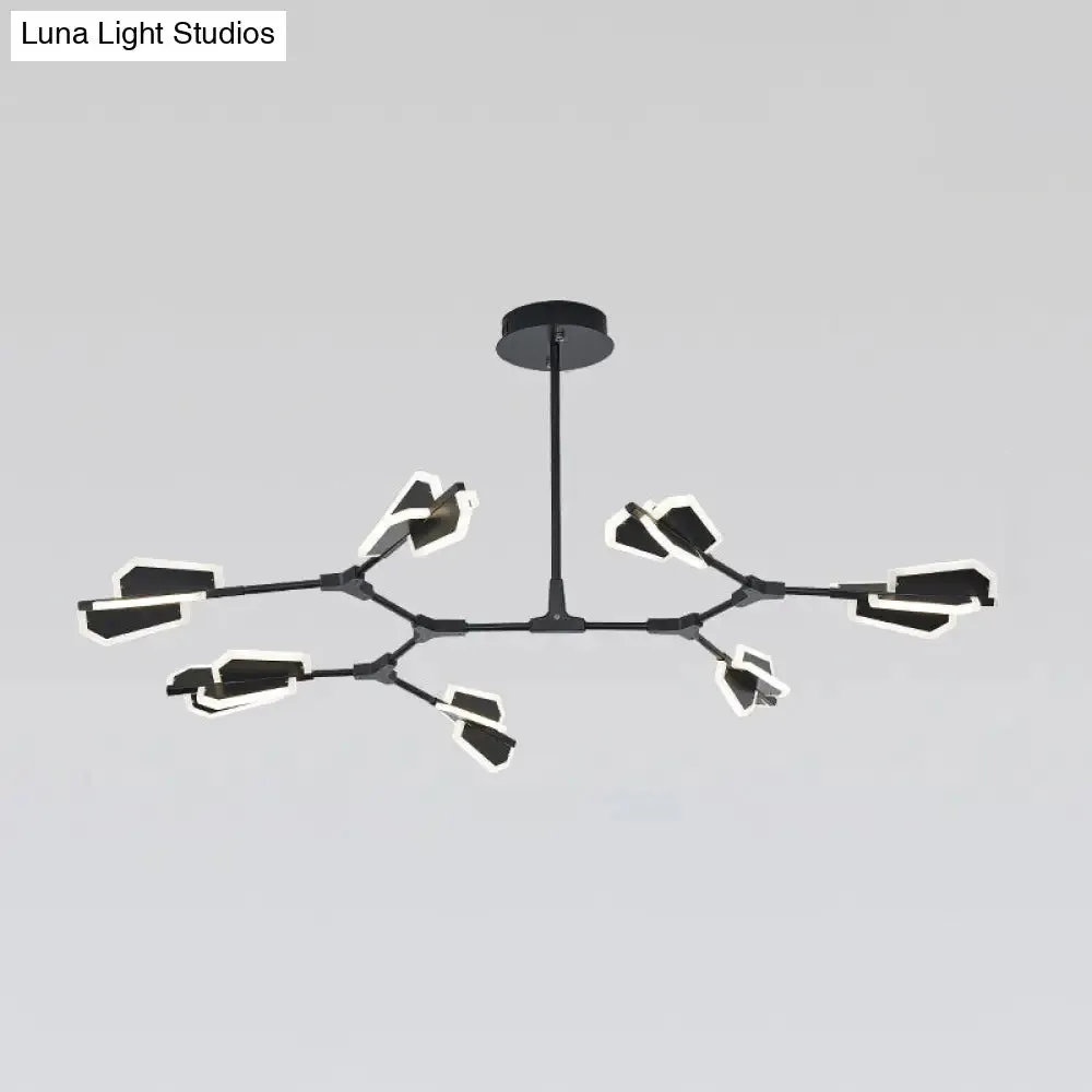 Branch Shaped LED Chandelier Light for Postmodern Metallic Living Room Ceiling Lighting