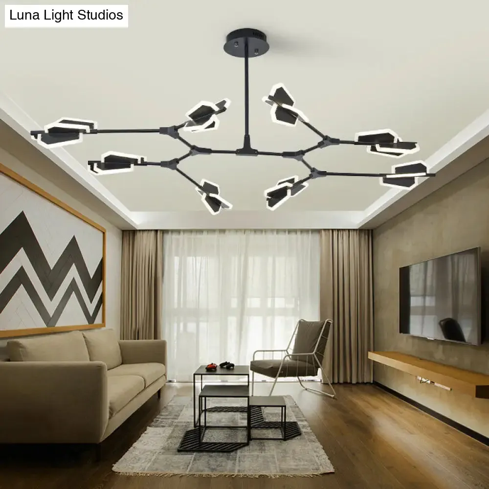 Branch Shaped LED Chandelier Light for Postmodern Metallic Living Room Ceiling Lighting