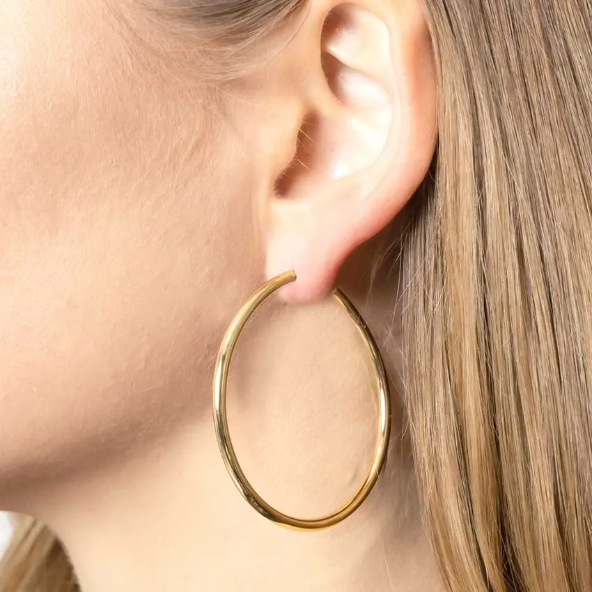 Brass Metal Endless Hoop Earrings (2inch)