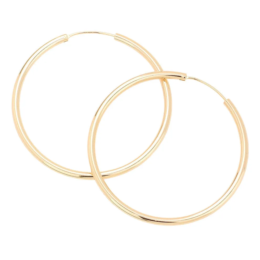 Brass Metal Endless Hoop Earrings (2inch)