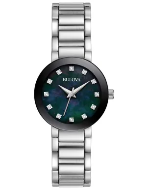 Bulova Womens Diamond Watch - Stainless Steel - Bracelet - Black MOP Dial