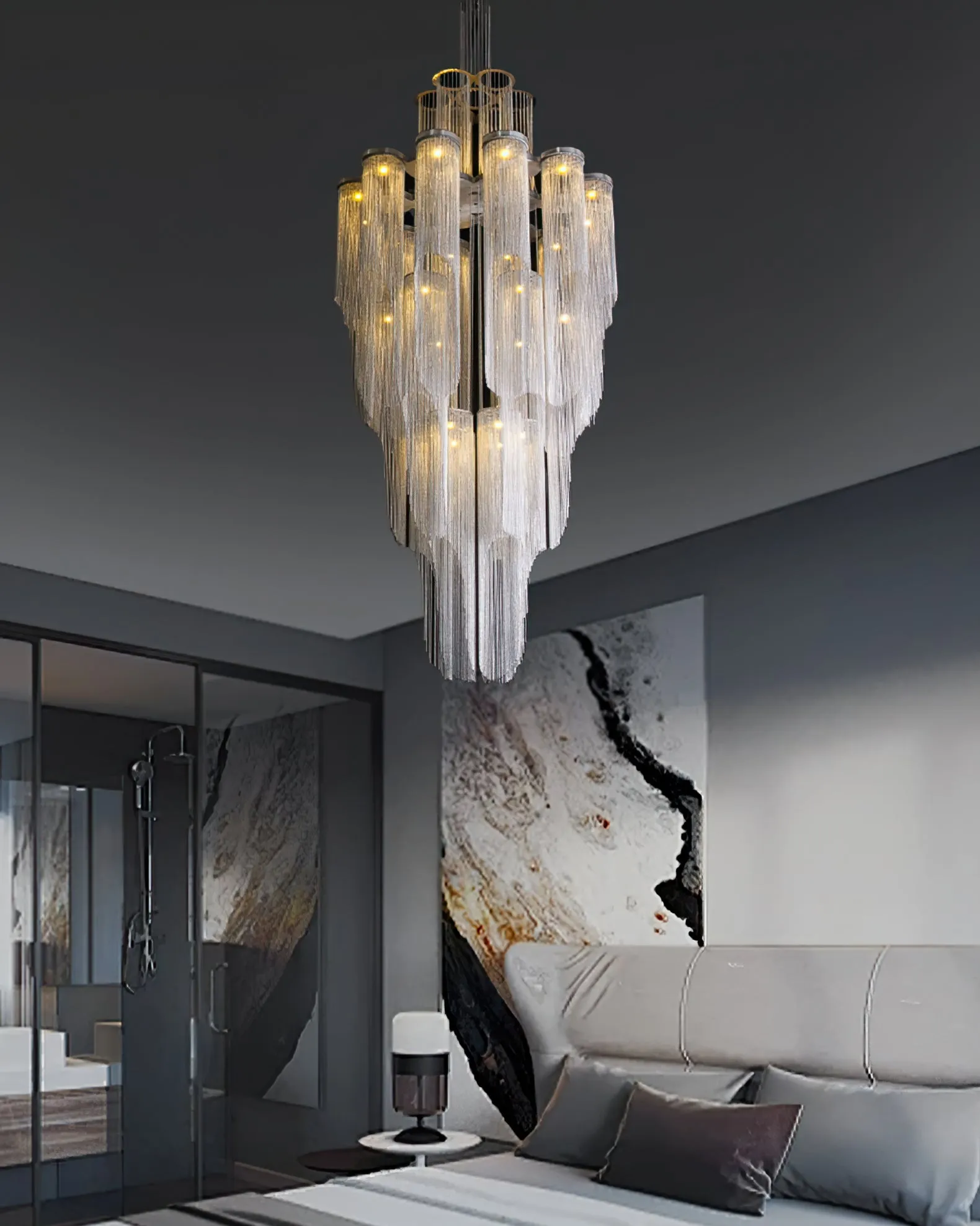 Cascade Silver Chandelier