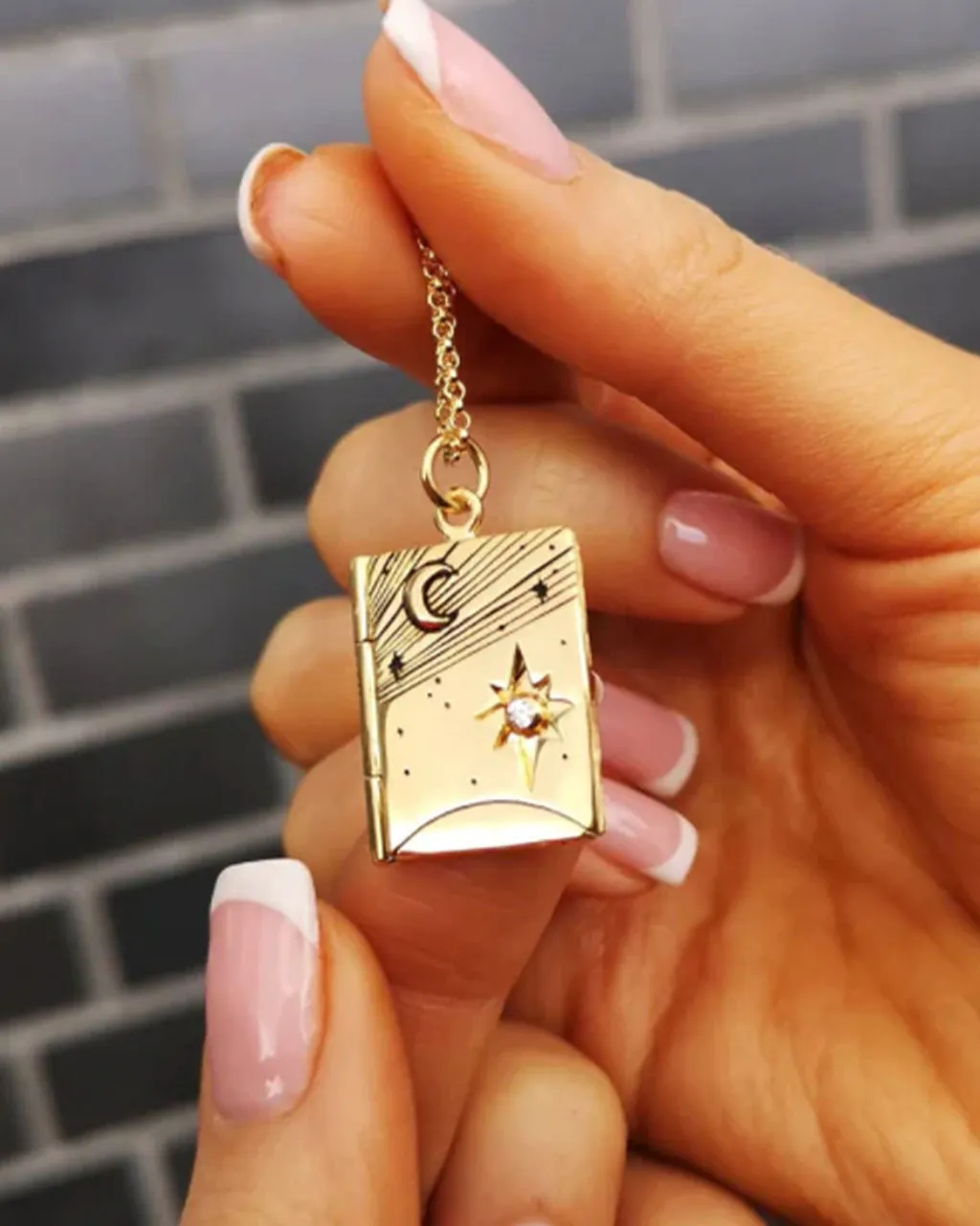 Celestial Engraved Locket Necklace