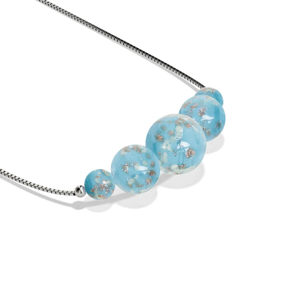 Cerulean | .925 Sterling Silver | Firefly Glass Infinity Clasp Necklace