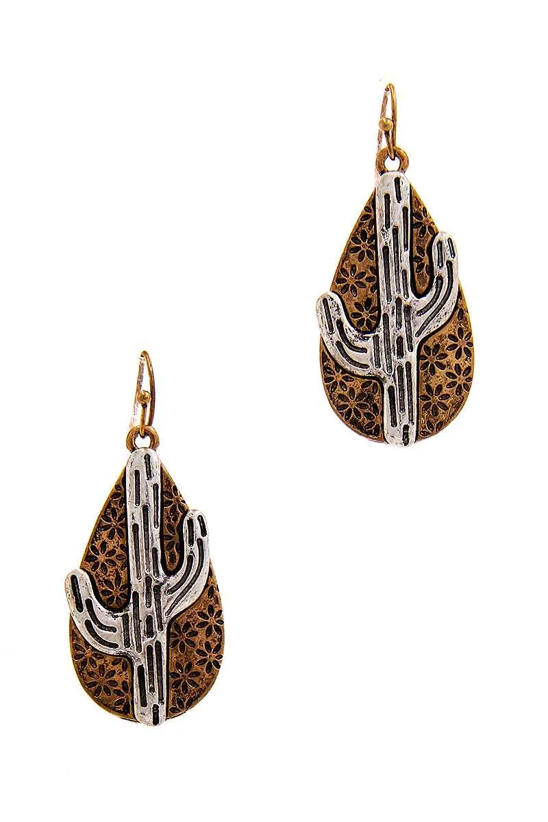 Chic Tear Drop Cactus Dangle Earring