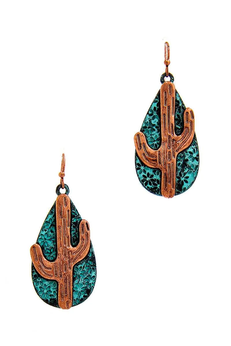 Chic Tear Drop Cactus Dangle Earring