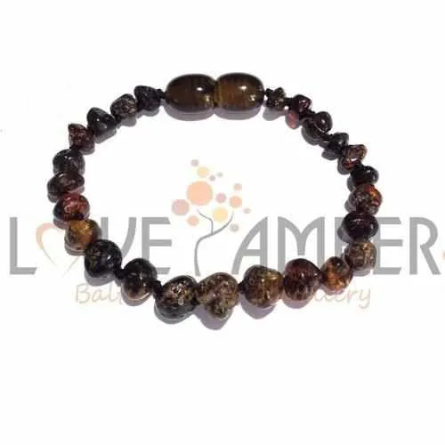 Child Evergreen Polished Green Baltic Amber Anklet Bracelet