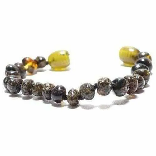 Child Evergreen Polished Green Baltic Amber Anklet Bracelet