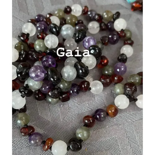 Child Gaia Amethyst Rose Quartz Labradorite Cherry Baltic Amber Anklet Bracelet