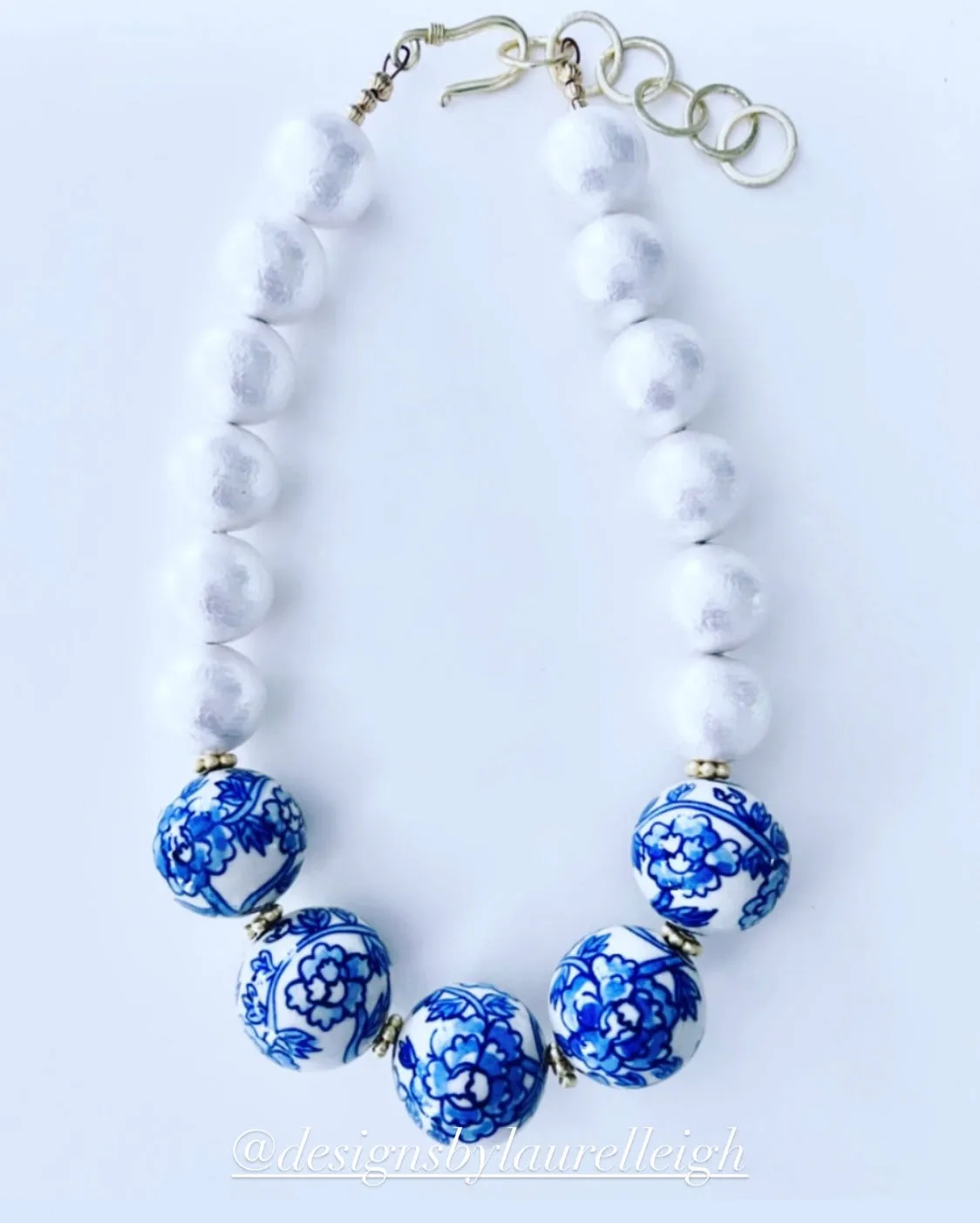 Chinoiserie Peony Pearl Statement Necklace