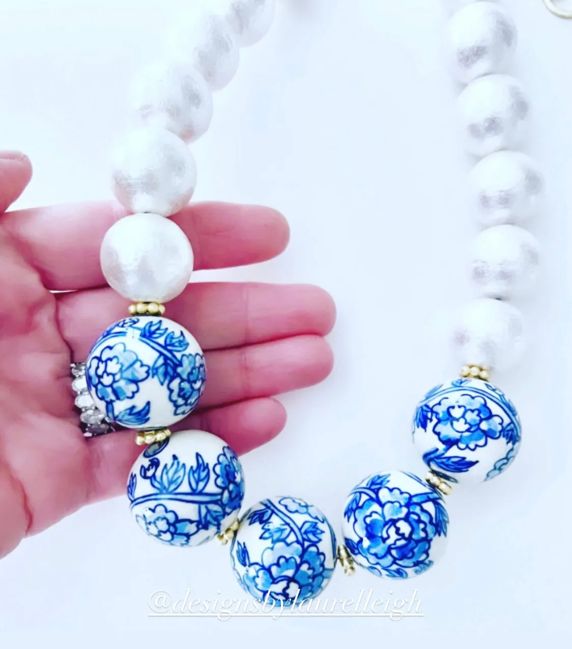 Chinoiserie Peony Pearl Statement Necklace