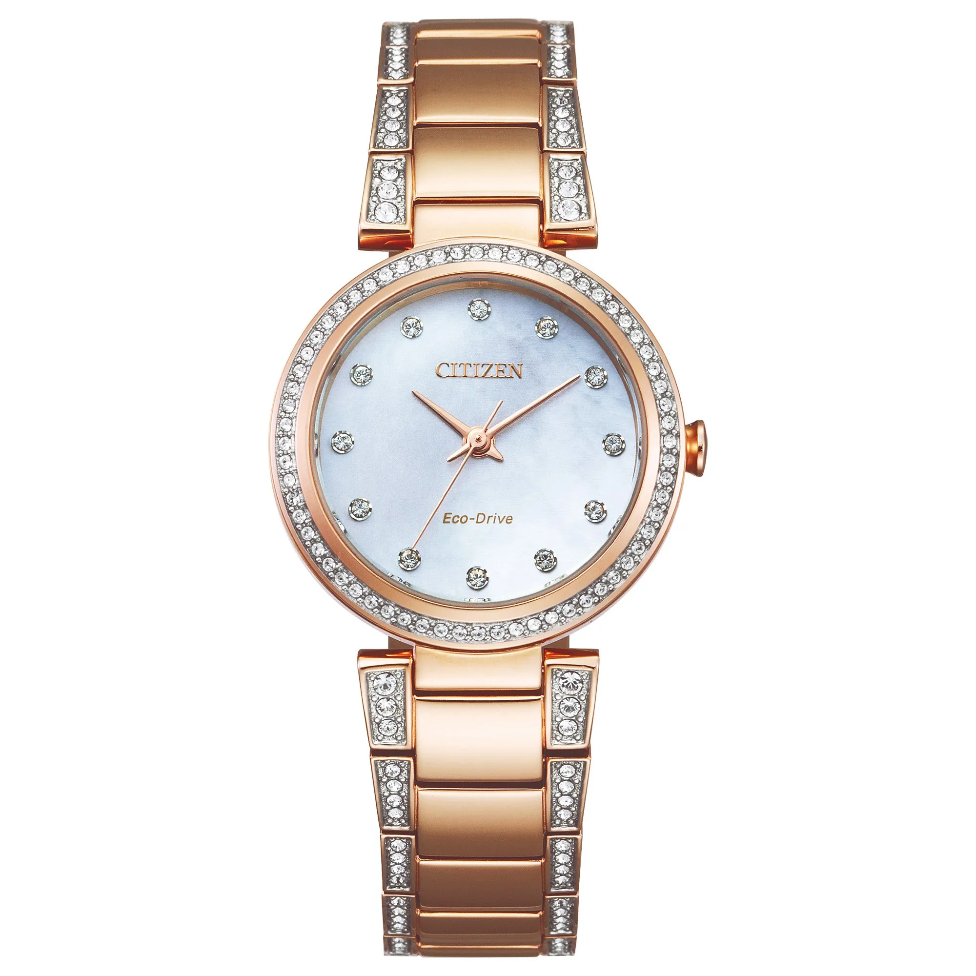 Citizen Womens 28mm White Mother-of-Pearl Dial Eco-Drive Solar Watch EM0843-51D