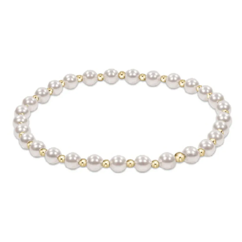 Classic Grateful Pattern 4mm Bead Bracelet - Pearl