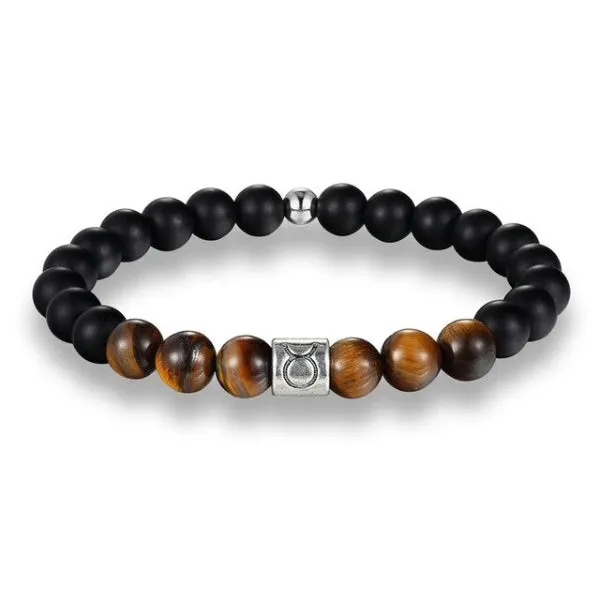 Classy Men Taurus Brown Beaded Zodiac Bracelet