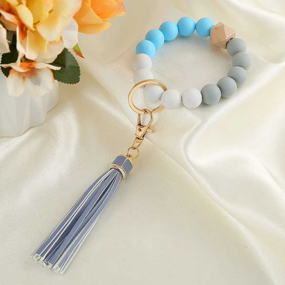 Colorful Beads & Tassels Key Chain Bracelet