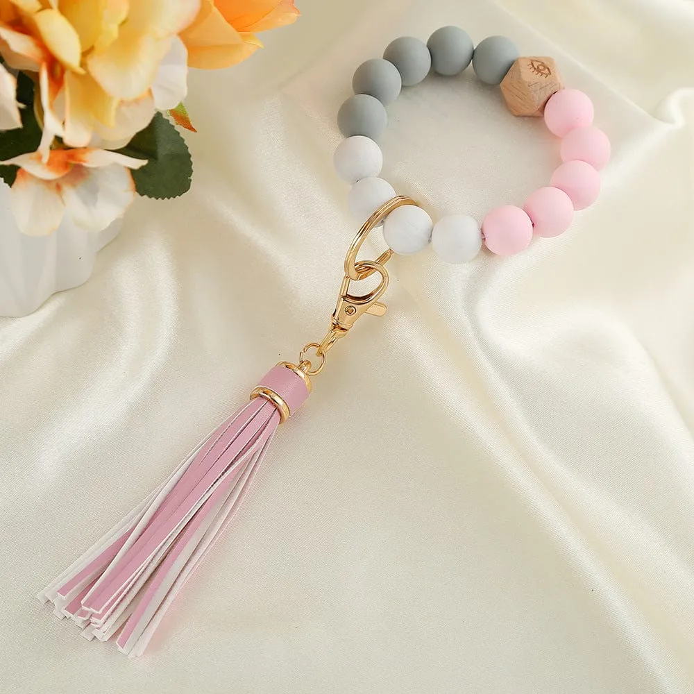 Colorful Beads & Tassels Key Chain Bracelet