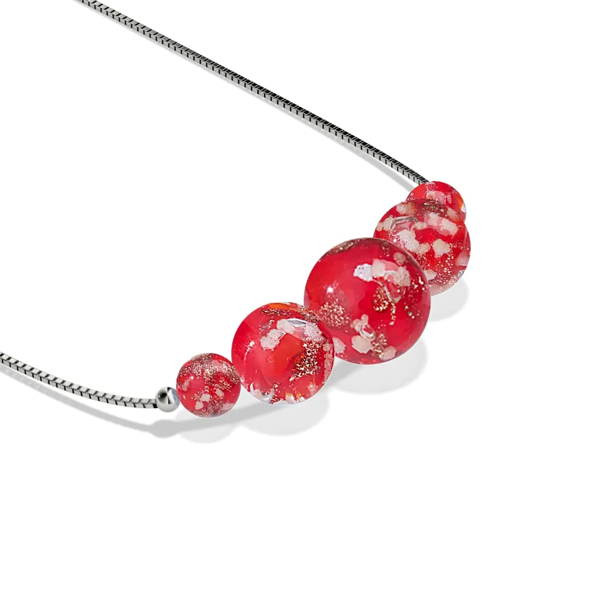 Crimson | .925 Sterling Silver | Firefly Glass Infinity Clasp Necklace