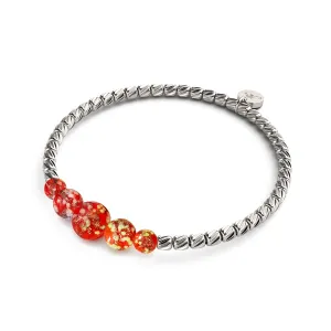 Crimson | Silver | Firefly Glass Cascade Bracelet